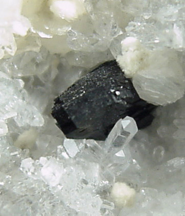 Babingtonite on Quartz from Nashik District, Maharashtra, India