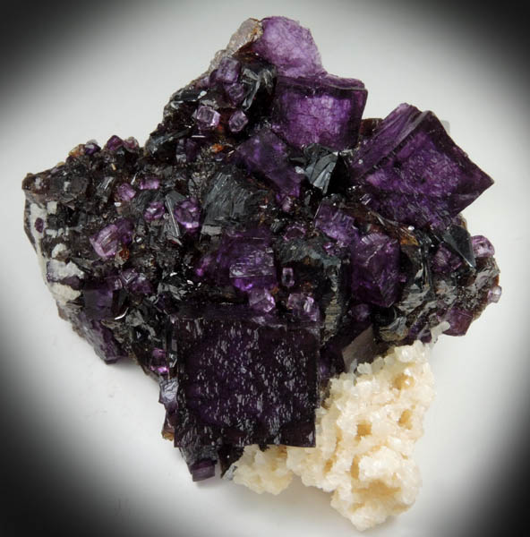 Fluorite on Sphalerite with Barite from Elmwood Mine, Carthage, Smith County, Tennessee