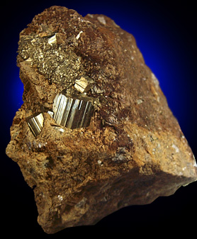 Pyrite in Siderite from Roxbury Iron Mine, Mine Hill, Roxbury, Connecticut