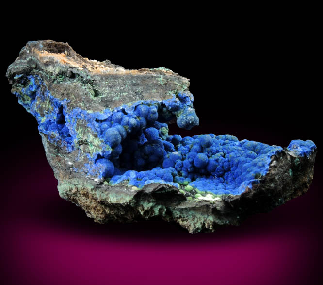 Azurite and Malachite on Tenorite from Morenci Mine, Clifton District, Greenlee County, Arizona