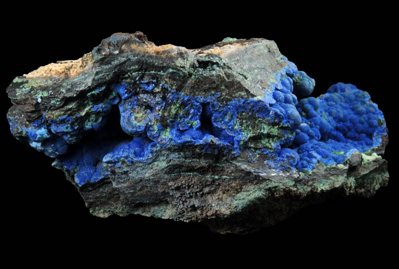 Azurite and Malachite on Tenorite from Morenci Mine, Clifton District, Greenlee County, Arizona