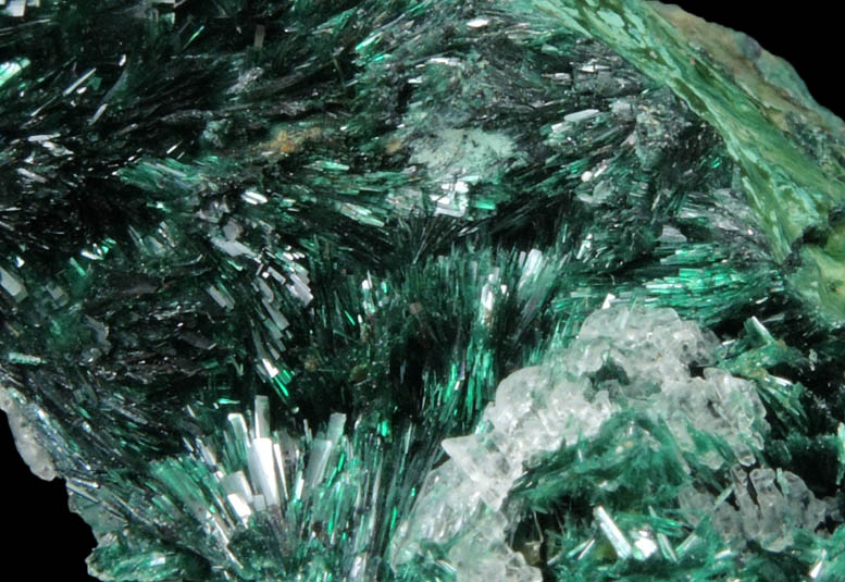 Malachite with Calcite on Chrysocolla from Mashamba Mines, 10 km west of Kolwezi, Katanga Copperbelt, Lualaba Province, Democratic Republic of the Congo