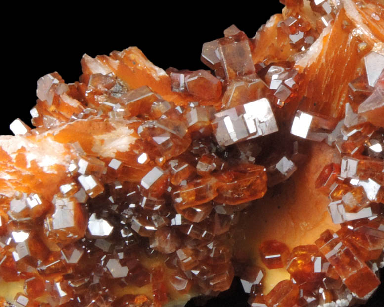 Vanadinite on Barite with Aragonite from Mibladen, Haute Moulouya Basin, Zeida-Aouli-Mibladen belt, Midelt Province, Morocco