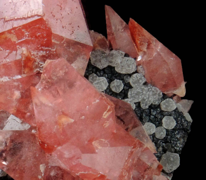 Rhodochrosite with Fluorite from Chacqua Mine, Uchucchaqua, Oyon Province, Lima Department, Peru