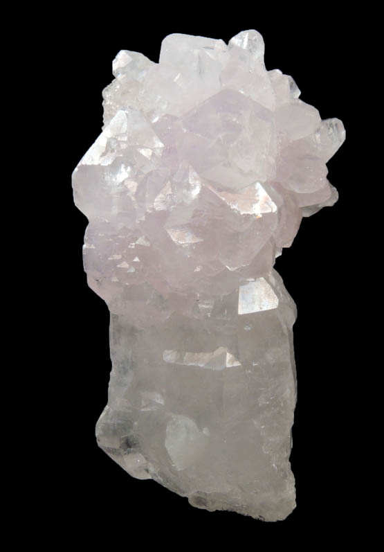 Quartz var. Rose Quartz crystals on colorless Quartz from Alto da Pitorra, Laranjeiras, Galilia, Minas Gerais, Brazil