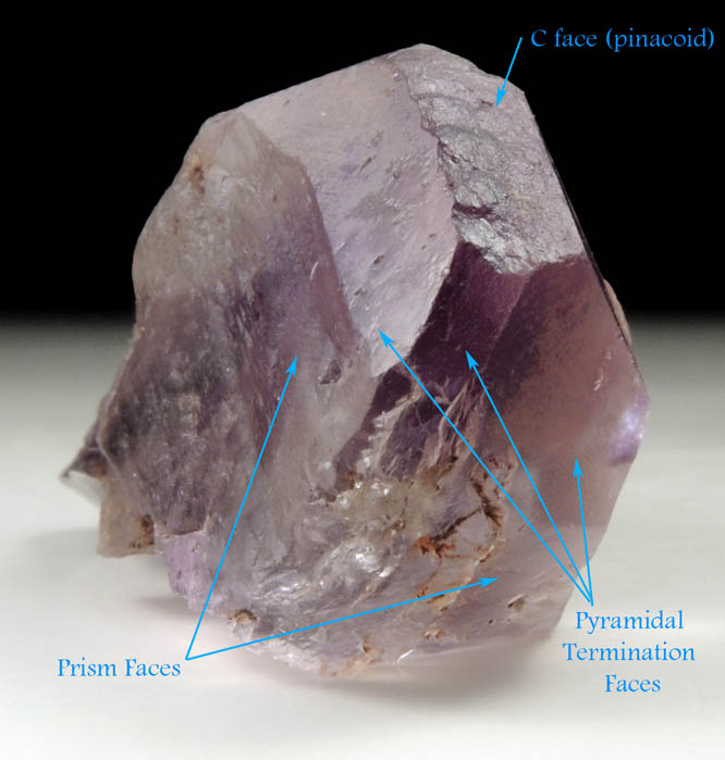 Quartz var. Amethyst (with rare pinacoid termination face) from Four Peaks Amethyst Deposit, Mazatzal Mountains, Maricopa County, Arizona