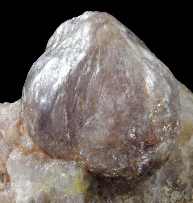 Lepidolite var. Ball Lepidolite on Quartz from Brown Derby Mine, Quartz Creek District, 12.3 km SW of Pitkin, Gunnison County, Colorado