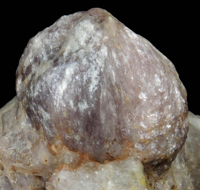 Lepidolite var. Ball Lepidolite on Quartz from Brown Derby Mine, Quartz Creek District, 12.3 km SW of Pitkin, Gunnison County, Colorado