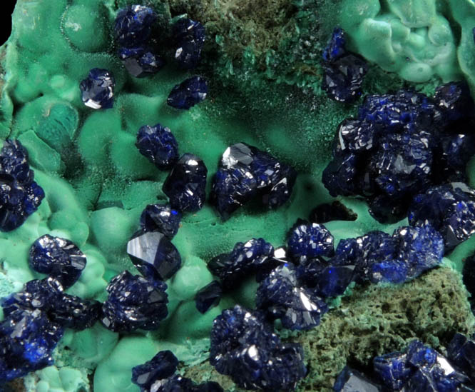 Azurite on Malachite from Morenci Mine, Clifton District, Greenlee County, Arizona