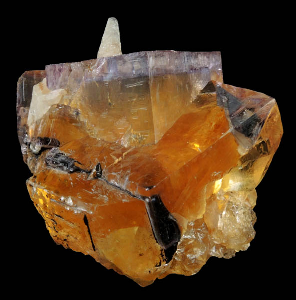 Fluorite with Calcite and Bitumen from Minerva No. 1 Mine, Cave-in-Rock District, Hardin County, Illinois