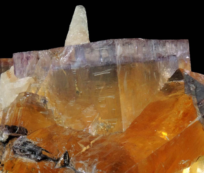 Fluorite with Calcite and Bitumen from Minerva No. 1 Mine, Cave-in-Rock District, Hardin County, Illinois
