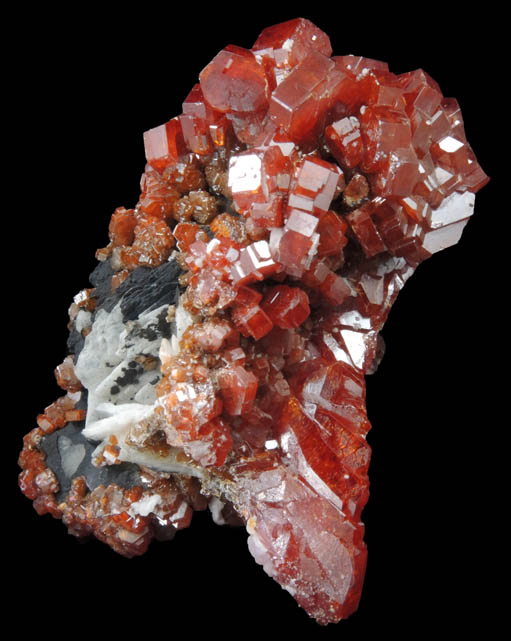 Vanadinite over Barite from Mibladen, Haute Moulouya Basin, Zeida-Aouli-Mibladen belt, Midelt Province, Morocco