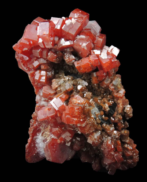 Vanadinite over Barite from Mibladen, Haute Moulouya Basin, Zeida-Aouli-Mibladen belt, Midelt Province, Morocco