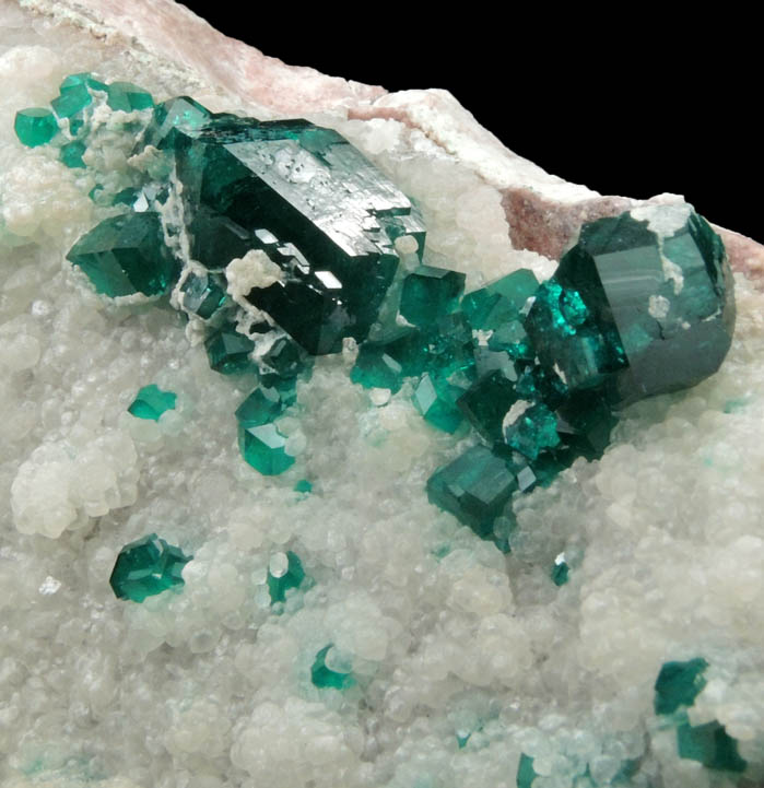 Dioptase on Calcite from Kaokoveld, Kunene Region, Namibia