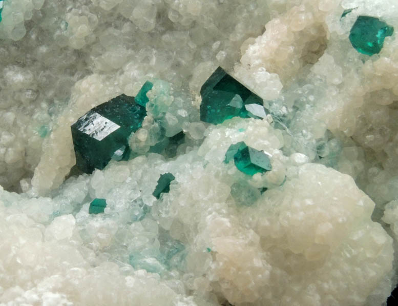 Dioptase on Calcite from Kaokoveld, Kunene Region, Namibia