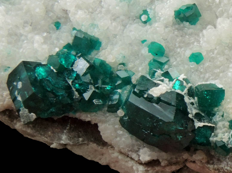 Dioptase on Calcite from Kaokoveld, Kunene Region, Namibia