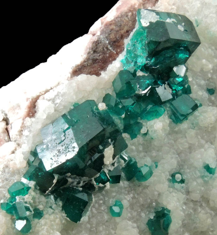 Dioptase on Calcite from Kaokoveld, Kunene Region, Namibia