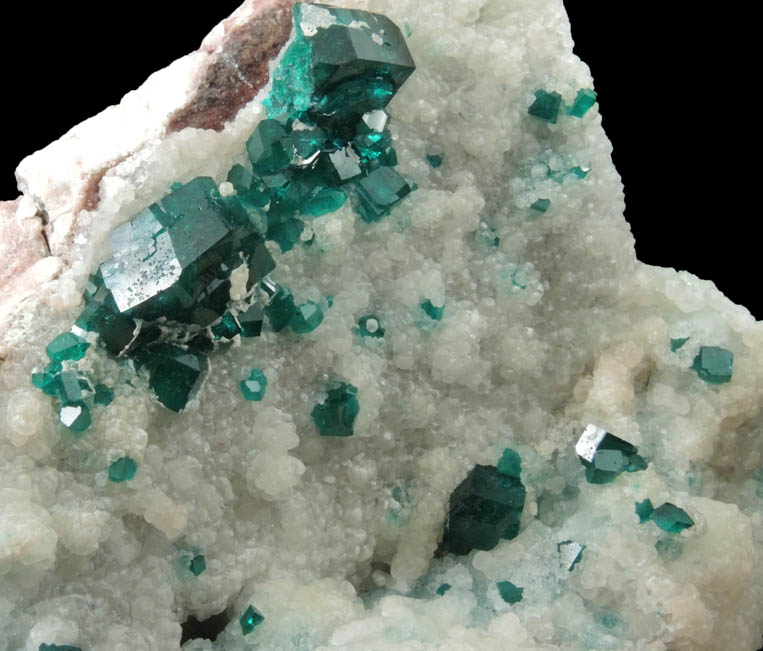 Dioptase on Calcite from Kaokoveld, Kunene Region, Namibia