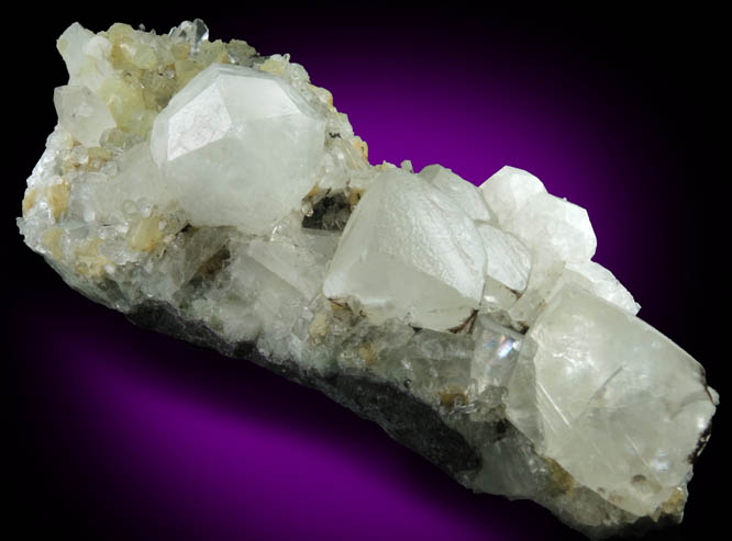 Analcime and Calcite on Prehnite and Quartz from Goboboseb Mountains, 43 km west of Brandberg Mountain, Erongo region, Namibia