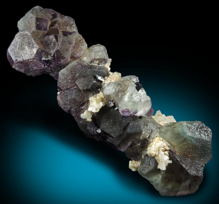 Fluorite with Schorl Tourmaline, Beryl and Muscovite from Erongo Mountains, 20 km north of Usakos, Damaraland, Namibia