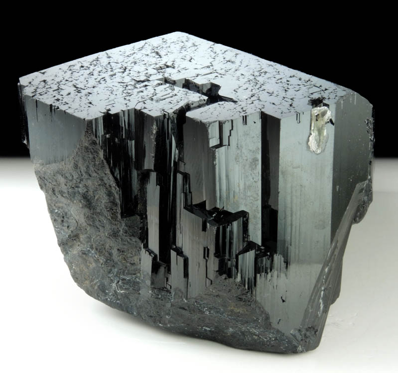 Schorl Tourmaline with minor Quartz and Hyalite Opal from Erongo Mountains, 20 km north of Usakos, Damaraland, Namibia