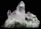 Quartz var. Amethyst with Hematite inclusions on Prehnite from Goboboseb Mountains, 43 km west of Brandberg Mountain, Erongo region, Namibia