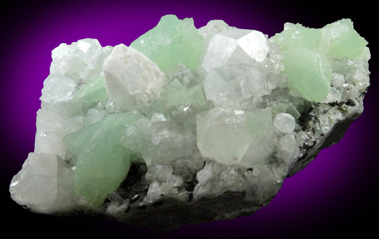 Prehnite, Analcime, Apophyllite, Calcite, Quartz from Goboboseb Mountains, 43 km west of Brandberg Mountain, Erongo region, Namibia