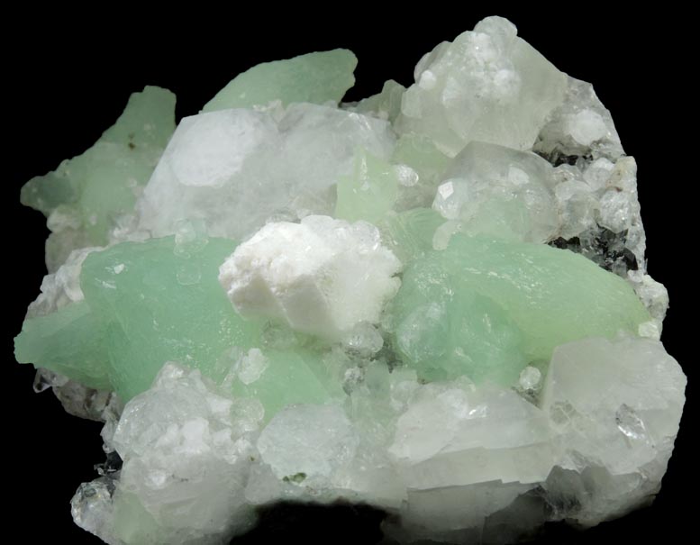 Prehnite, Analcime, Apophyllite, Calcite, Quartz from Goboboseb Mountains, 43 km west of Brandberg Mountain, Erongo region, Namibia