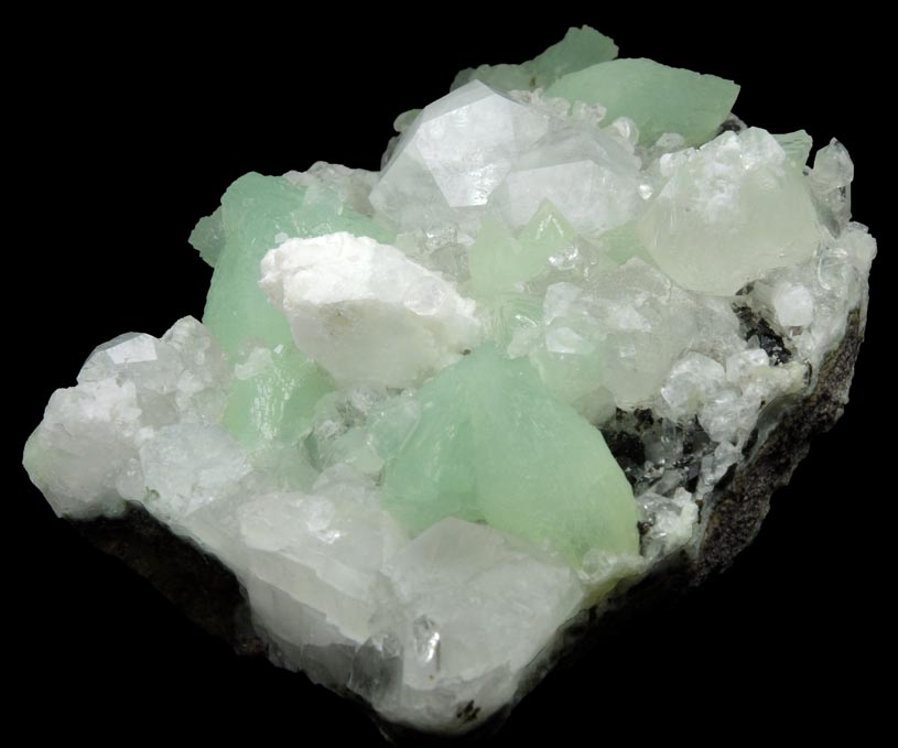 Prehnite, Analcime, Apophyllite, Calcite, Quartz from Goboboseb Mountains, 43 km west of Brandberg Mountain, Erongo region, Namibia