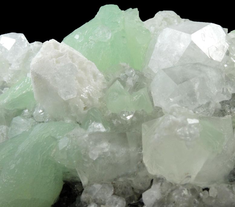 Prehnite, Analcime, Apophyllite, Calcite, Quartz from Goboboseb Mountains, 43 km west of Brandberg Mountain, Erongo region, Namibia