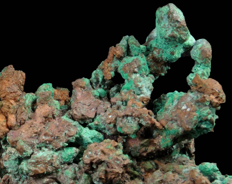 Copper (crystallized native copper) with Malachite-Chrysocolla from Onganja Mine, Seeis, Khomas, Namibia