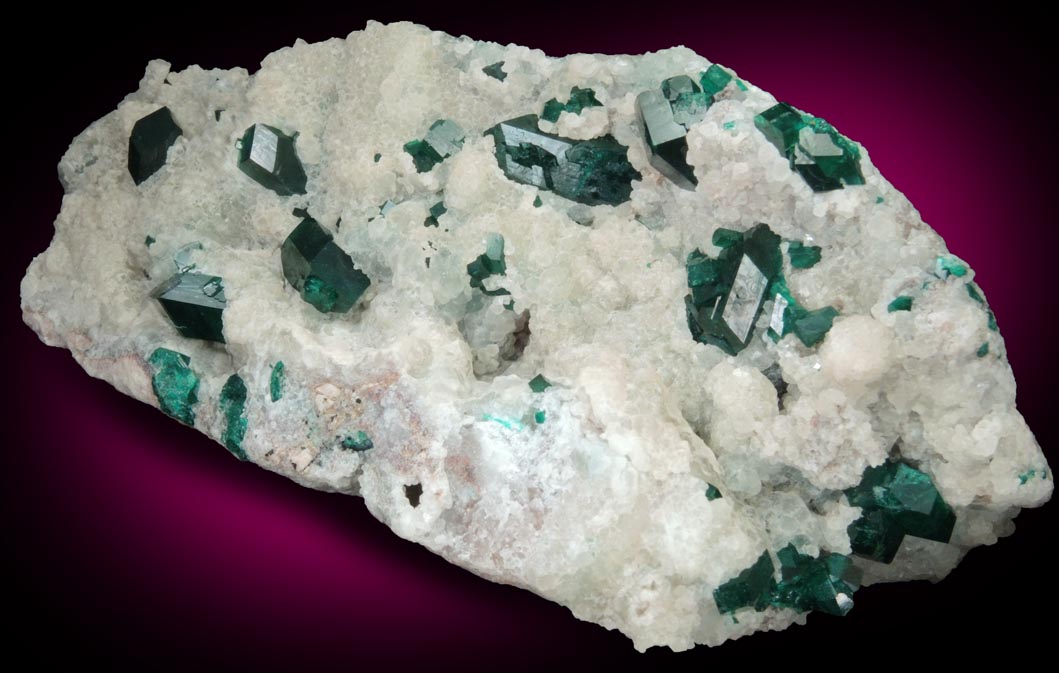 Dioptase on Calcite from Kaokoveld, Kunene Region, Namibia