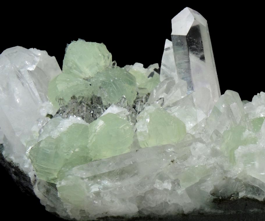 Prehnite, Quartz, Apophyllite, Calcite from Goboboseb Mountains, 43 km west of Brandberg Mountain, Erongo region, Namibia