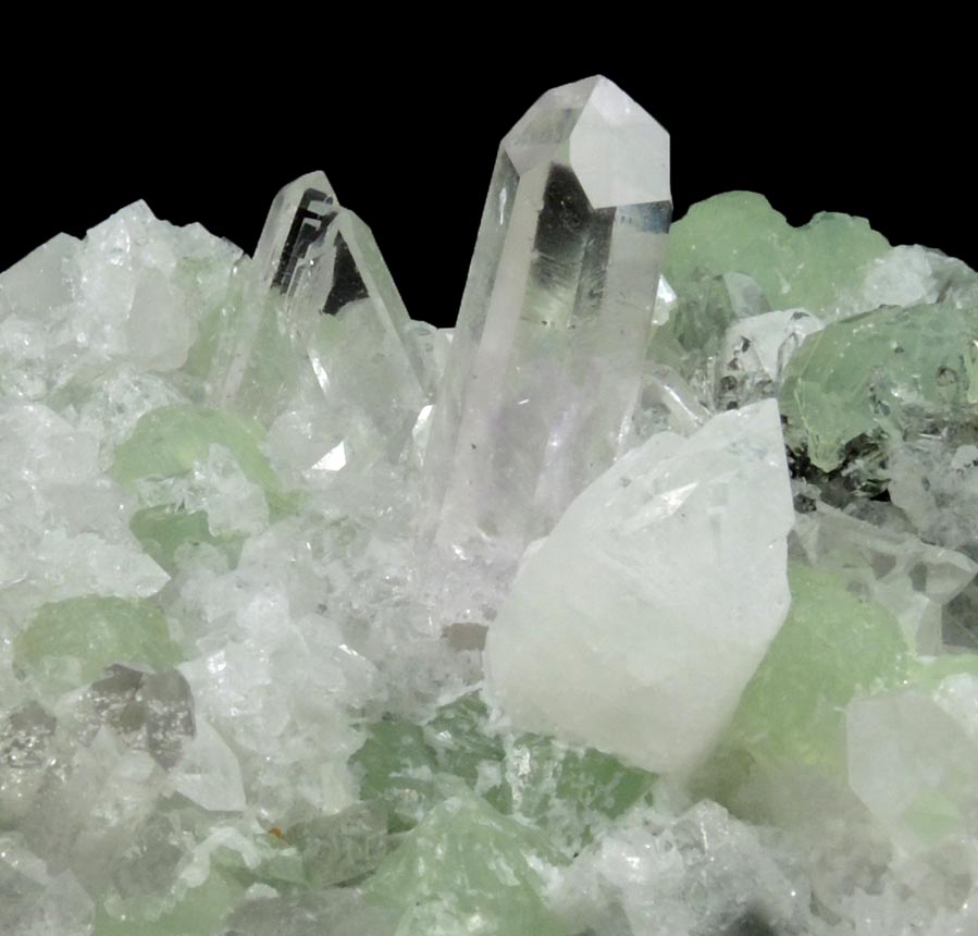 Prehnite, Quartz, Apophyllite, Calcite from Goboboseb Mountains, 43 km west of Brandberg Mountain, Erongo region, Namibia