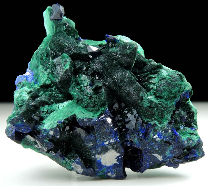 Azurite on Malachite pseudomorphs after Azurite from Milpillas Mine, Cuitaca, Sonora, Mexico