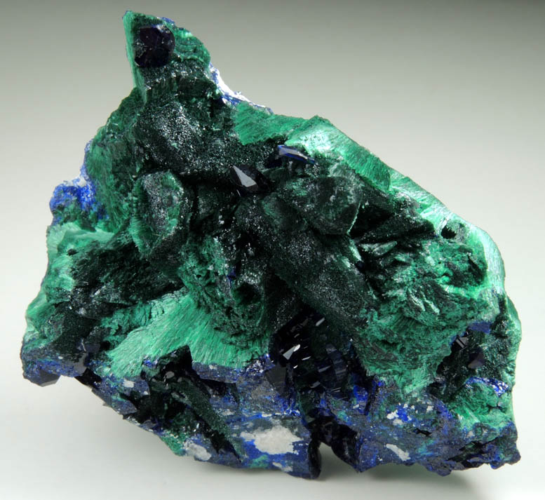 Azurite on Malachite pseudomorphs after Azurite from Milpillas Mine, Cuitaca, Sonora, Mexico