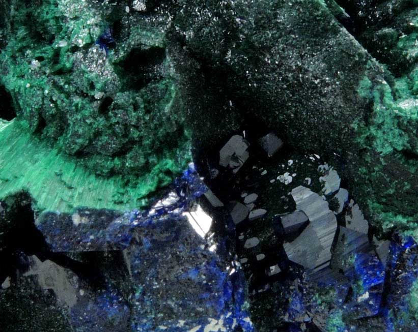 Azurite on Malachite pseudomorphs after Azurite from Milpillas Mine, Cuitaca, Sonora, Mexico