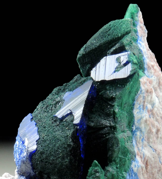 Azurite and Malachite pseudomorphs after Azurite from Milpillas Mine, Cuitaca, Sonora, Mexico