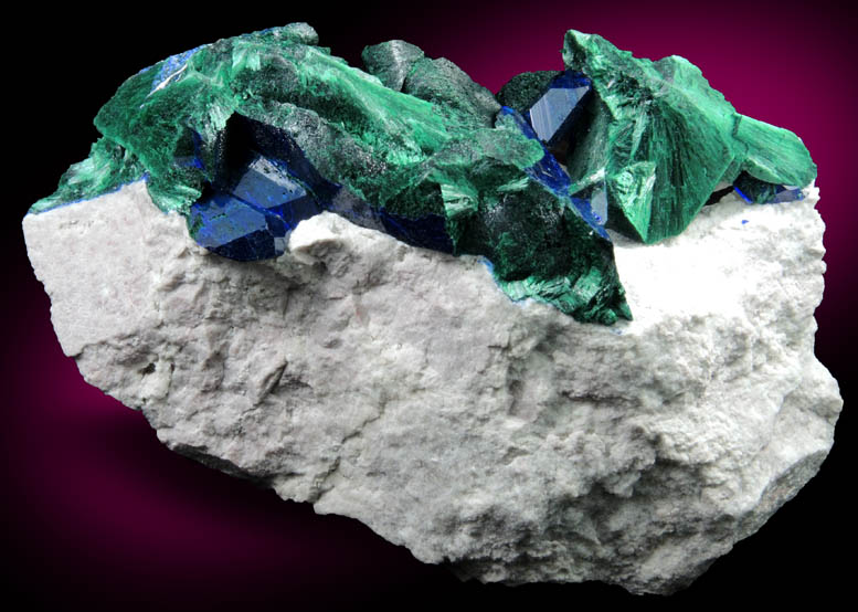 Azurite and Malachite pseudomorphs after Azurite from Milpillas Mine, Cuitaca, Sonora, Mexico