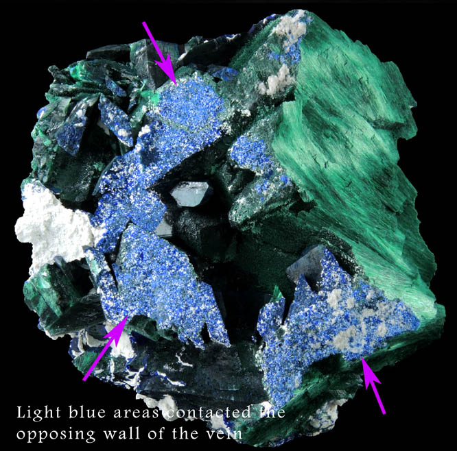 Malachite pseudomorphs after Azurite from Milpillas Mine, Cuitaca, Sonora, Mexico