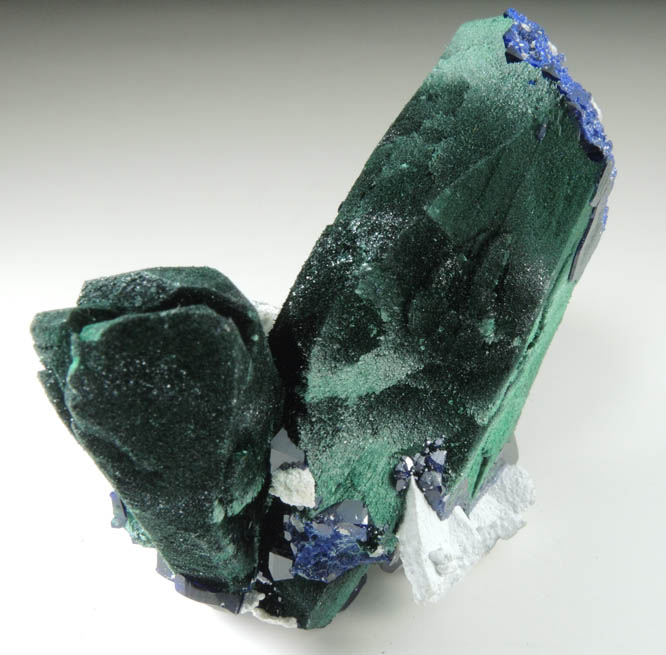 Malachite pseudomorphs after Azurite with Azurite from Milpillas Mine, Cuitaca, Sonora, Mexico