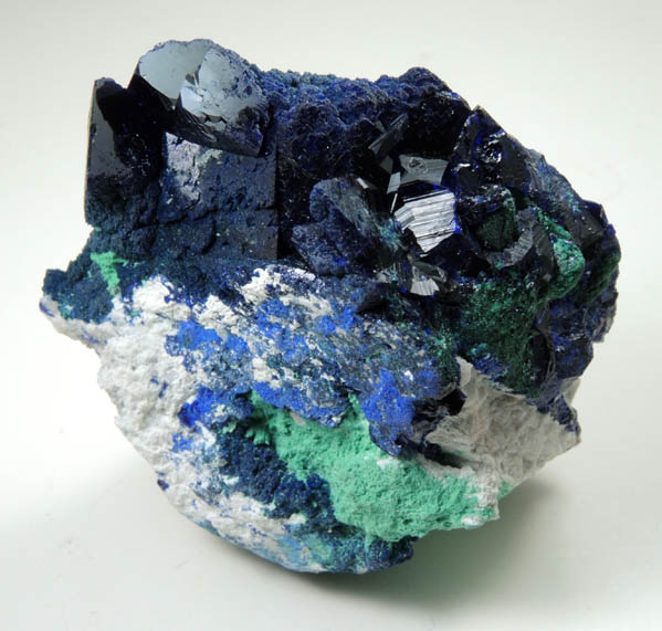 Azurite and Malachite pseudomorphs after Azurite from Milpillas Mine, Cuitaca, Sonora, Mexico