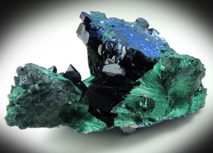 Azurite on Malachite pseudomorphs after Azurite from Milpillas Mine, Cuitaca, Sonora, Mexico