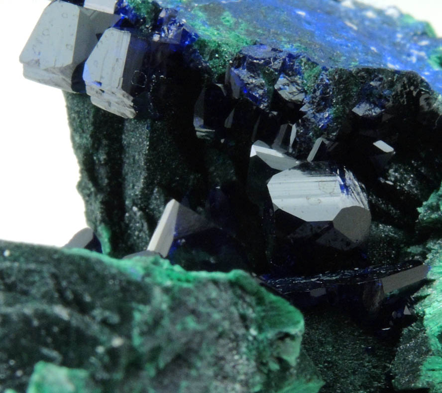 Azurite on Malachite pseudomorphs after Azurite from Milpillas Mine, Cuitaca, Sonora, Mexico