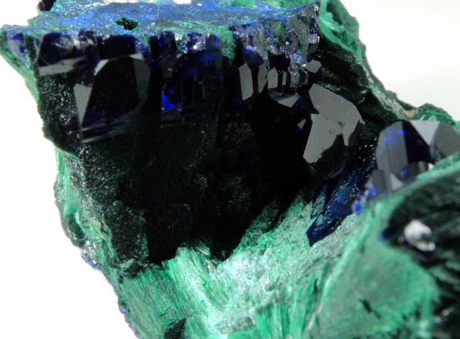 Azurite on Malachite pseudomorphs after Azurite from Milpillas Mine, Cuitaca, Sonora, Mexico