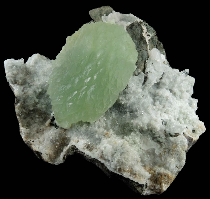 Prehnite on Quartz from Goboboseb Mountains, 43 km west of Brandberg Mountain, Erongo region, Namibia