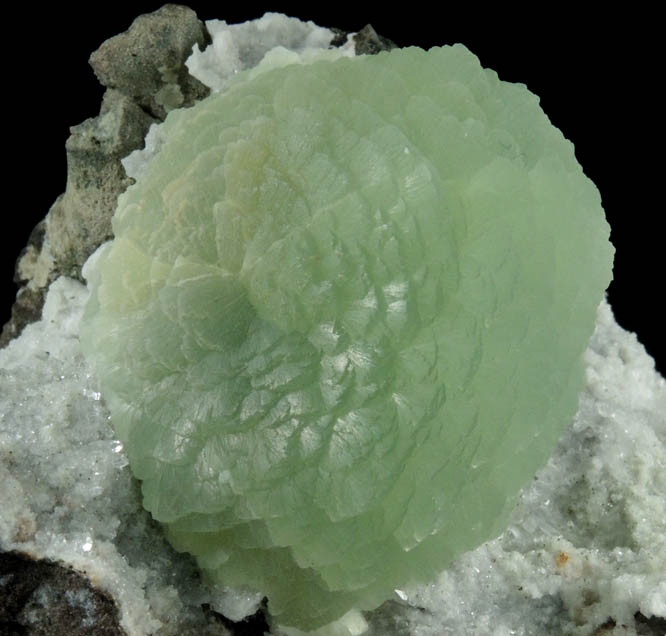 Prehnite on Quartz from Goboboseb Mountains, 43 km west of Brandberg Mountain, Erongo region, Namibia