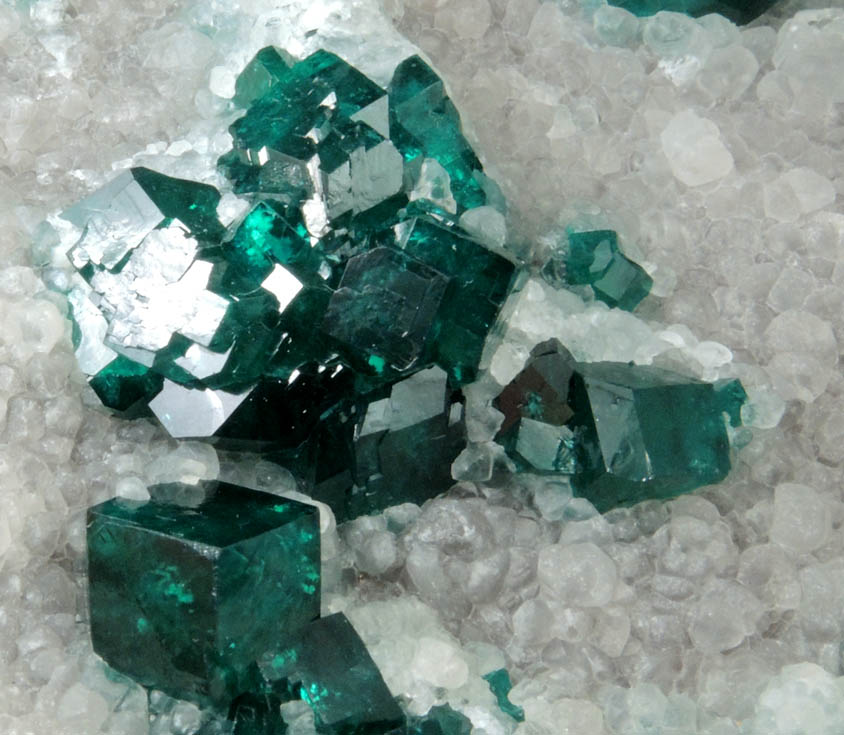 Dioptase on Calcite from Kaokoveld, Kunene Region, Namibia