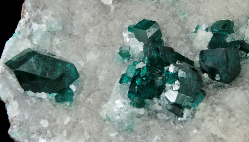 Dioptase on Calcite from Kaokoveld, Kunene Region, Namibia