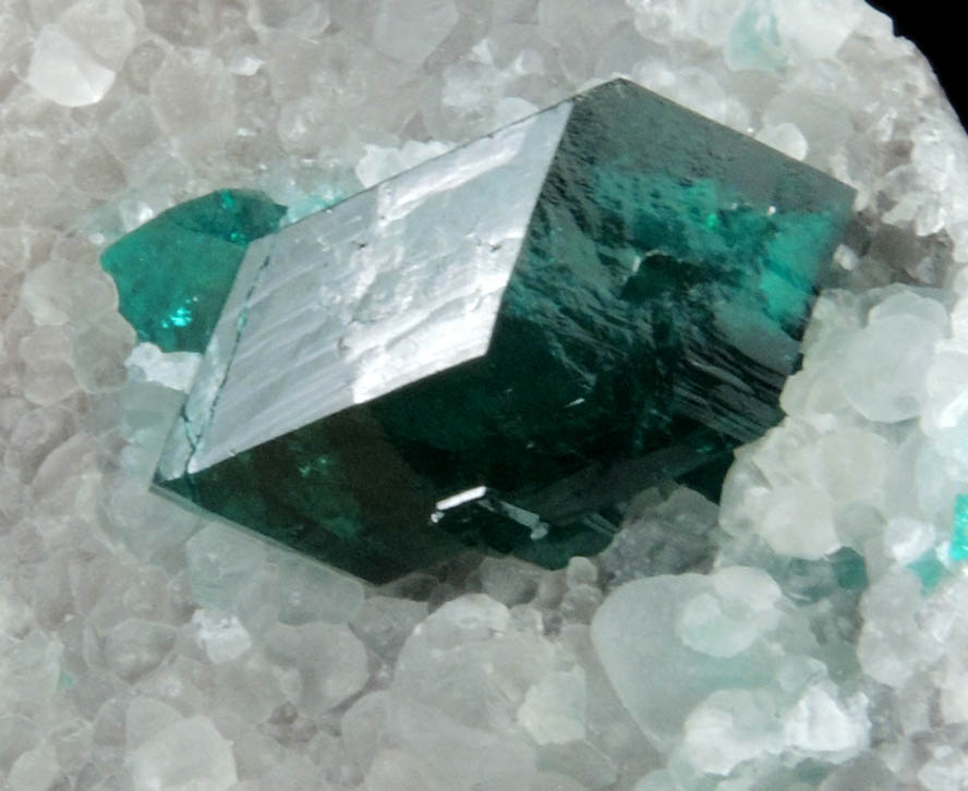 Dioptase on Calcite from Kaokoveld, Kunene Region, Namibia